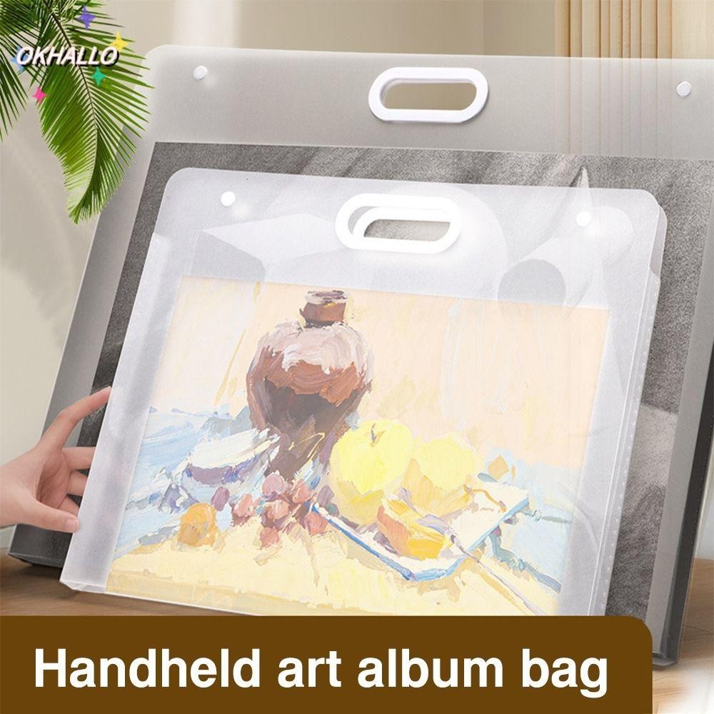 Thư mục tệp OKHALLO, Túi lưu trữ giấy vẽ tranh di động A2 / A3 / A4, Album ảnh chống nước trong suốt