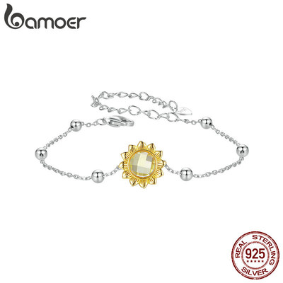 Bamoer 925 Sterling Sliver Vòng Tay Trang Sức Hướng Dương Quà Tặng Cho Nữ