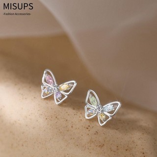 Misups chiếc bông tai pha lê bướm, bông tai bướm bạc kim cương, bán chạy đồng quà tặng trang sức bông tai nữ