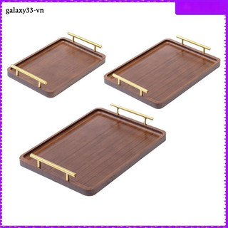 Khay phục vụ bằng gỗ JIAN, cà phê có tay cầm bằng kim loại, khay gỗ thanh lịch, hình chữ nhật, khay phân cưới