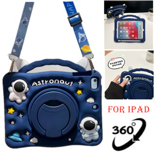 Ốp Lưng Trẻ Em Dễ Thương Phi Hành Gia Cho iPad Air Pro 11 "M2 M4 4th / 5th / 6th / 7th / 8th / 9th / 10th / 11th Gen Mini 1 2 3 4 5 6 Air 9.7" 10.2 "10.5" 10.9 "360 Tay Cầm Đứng Silicon Mềm Bao da