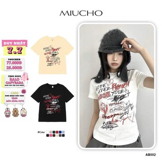 Áo thun baby tee AB002 Miucho chất vải cotton in brand name