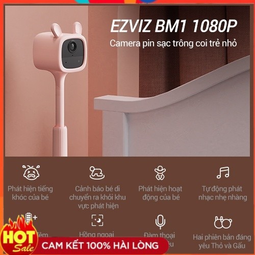 Camera Baby EZVIZ BM1, FHD 1080P, Pin Sạc & Wi-fi, Hồng Ngoại Vô Hình -Hàng Chính Hãng Bảo Hành 2 Nă
