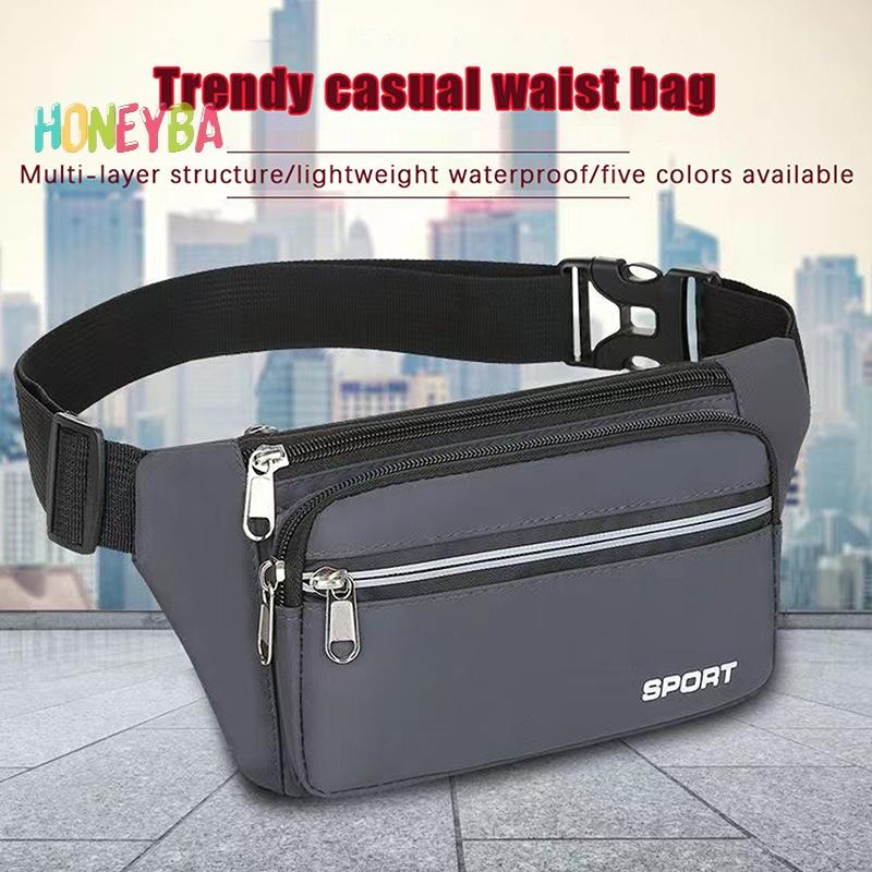 < Honeyba > Túi đeo thắt lưng nam nữ thời trang thông thường Túi đeo thắt lưng điện thoại lớn Túi đựng điện thoại du lịch ngoài trời Túi đựng điện thoại chuối hông