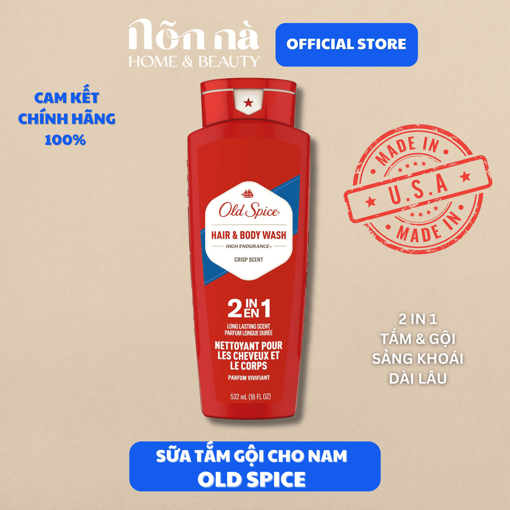[ OLD SPICE - MỸ ] Sữa Tắm Gội Old Spice Body Wash 2 in1 High Endurance 532ml