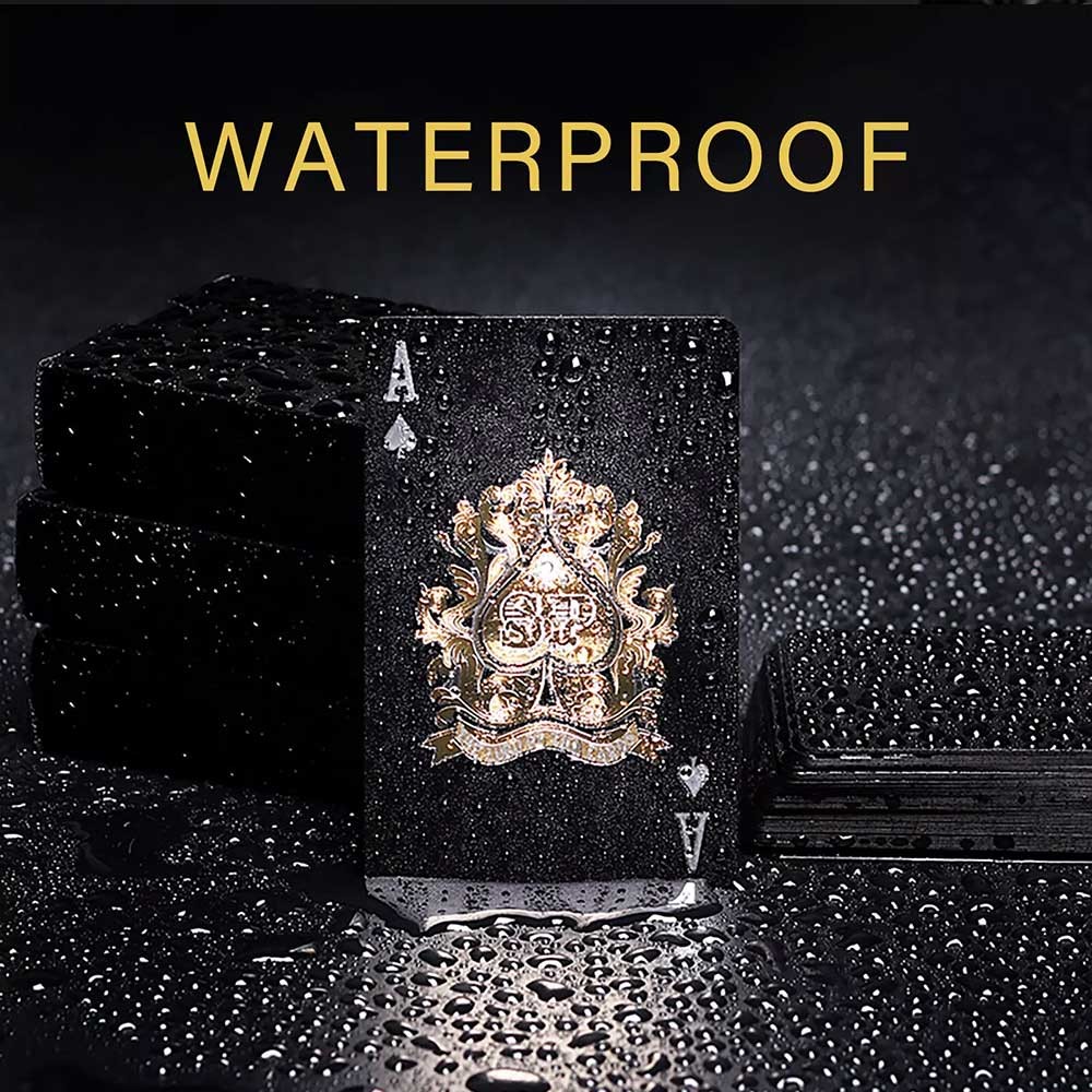 Premium Black Poker Waterproof Plastic Gold Foil Luxury Poker Card Playing Cards