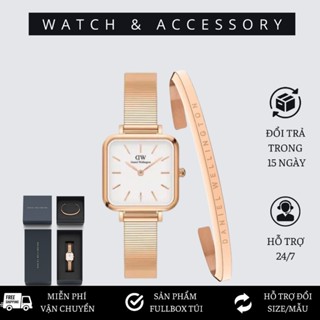 Đồng Hồ Nữ Quadro Studio Melrose White & Vòng Tay Classic Cuff V1 D_W Chính Hãng - DANIEL WATCH STORE VN