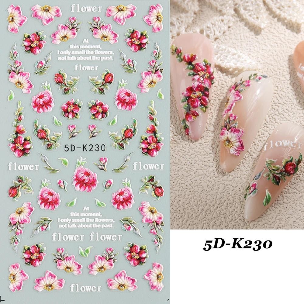 5d Dập Nổi Tím Iris Hoa Móng Tay Miếng Dán Hoa Tím Thanh Trượt Hoa Hướng Dương Hoa Cúc Thiết Kế Cho 