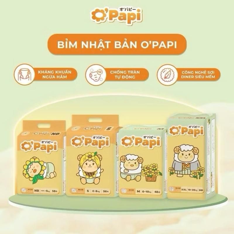 Combo 2 Bịch￼Bỉm Tã Opapi O'Papi Nội Địa Nhật Dán/Quần NB58/S56/M52/M48/L46/XL42/XXL38