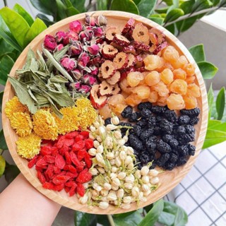 Trà hoa 8 vị dưỡng nhan (Hộp 30 Gói Tặng Kèm Chai T.Tinh) Đẹp da, Đẹp dáng, Thanh Lọc