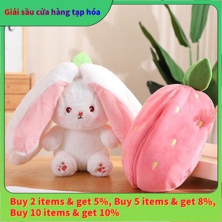  Hỏa Tốc Bông Tai Dài Thỏ Nhồi Bông 2 Trong 1 Ráp Trái Cây Cosplay Dâu Và Cà Rốt Món Quà Dễ Thương 