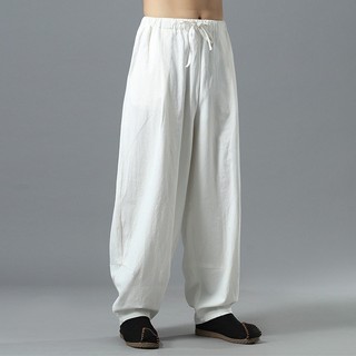 Người đàn ông của Cotton Linen quần mùa hè mỏng rộng-chân Linen giản dị quần lỏng kích thước lớn Trung Quốc phong cách LinEn Dài quần