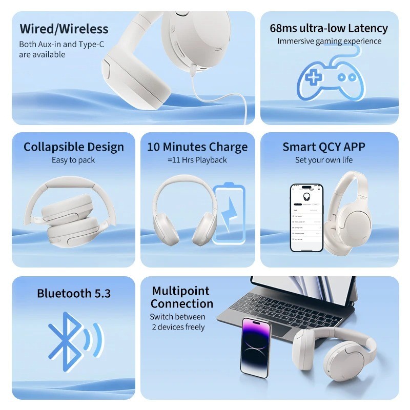 Tai nghe chụp tai QCY H3 Lite - Bảo Hành Chính Hãng | BigBuy360 - bigbuy360.vn