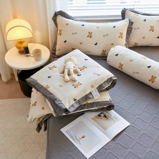 Bộ chăn ga gối cotton đũi 5 món , ga trần bông mỏng , set 5 món chăn hè ga trần bông hàng nhập khẩu cao cấp