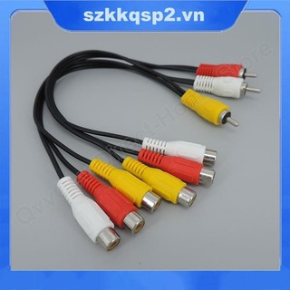3 RCA Jack Đến 6RCA 3RCA Nam Nữ Âm Thanh Video Cáp Mở Rộng Dây AV Bộ Chia Đầu Nối Cho Tivi Đầu DVD Máy Chiếu 25cm VNK2