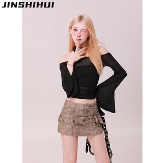 JINSHIHUI áo phông áo thun nữ croptop baby tee thời trang Vintage phổ biến Phong cách WTX2440SWM 16Z240418