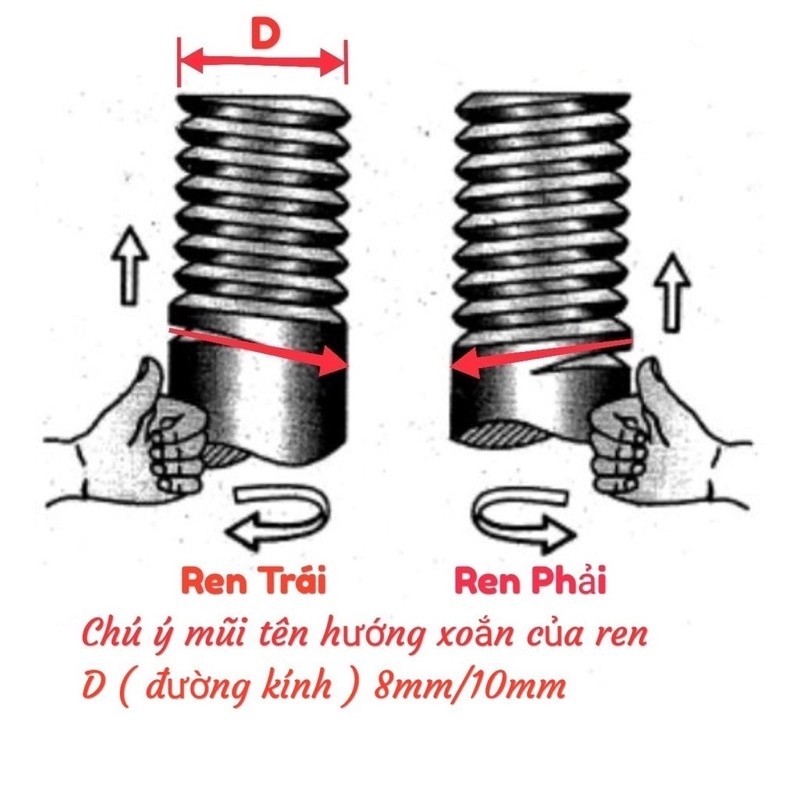 Ốc chân gương Xe máy 10ly , 8ly thuận ngược