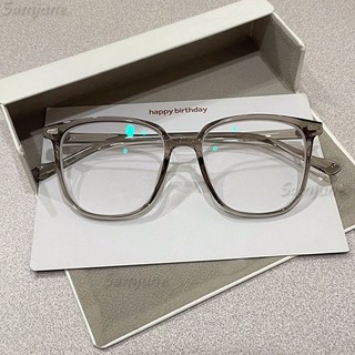 Samjune Retro Olive Green Thương hiệu Kính chống ánh sáng xanh Phiên bản dành cho nam và nữ Thời trang Hàn Quốc Mặt trơn mỏng Khung mắt vuông