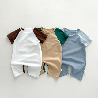 Bộ Đồ Cho Bé ins Quần Áo Trẻ Em Phiên Bản Hàn Quốc Bé Trai Tay Ngắn Khâu Jumpsuit Sơ Sinh Áo Liền Quần Cotton Mỏng