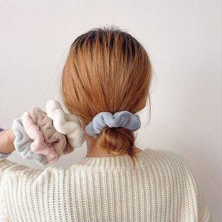 Dây Cột Tóc Scrunchies Lông Nhung Uốn Gợn Phong Cách Hàn Quốc