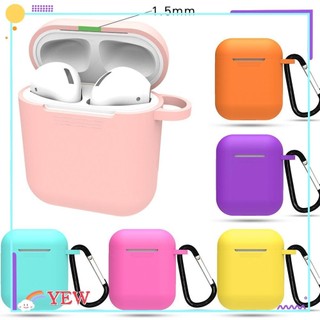 Hộp silicon màu trơn có móc khóa cho tai nghe AirPods