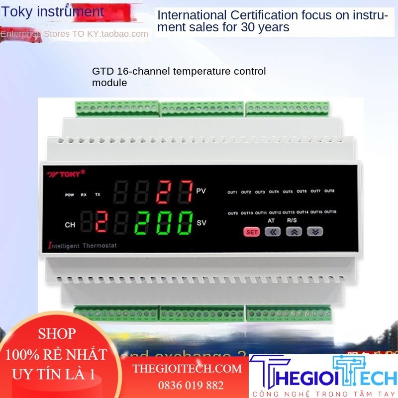 Bộ Điều Khiển Nhiệt Độ PID Thông Minh Toky GTD-T168 Mười Sáu Kênh  Đầu Ra Bóng Bán Dẫn Truyền Thông 485 - GTD-T168