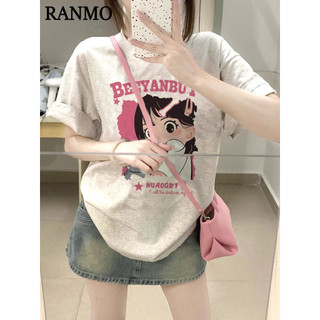 RANMO áo phông áo thun nữ croptop baby tee Cổ điển hàn quốc Xu hướng xu hướng WTX2420502 17Z240426