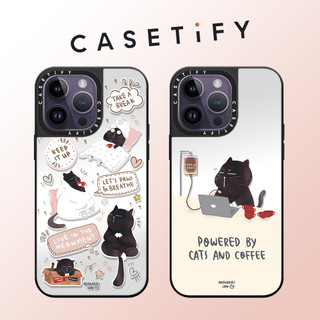 Casetify Mối quan tâm dễ thương Mèo Gương mặt hàng ngày Vỏ điện thoại Acrylic cho iPhone 15 Pro Max 14 Plus 13 ProMax 12 12Pro 11 Vỏ bảo vệ cứng bằng điện thoại chống sốc
