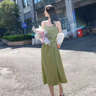 Du YAN Váy voan xanh kiểu Pháp có cảm giác cao cấp và váy dài đế treo