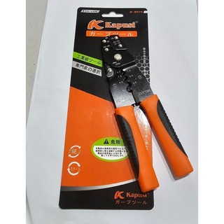 Kìm bấm cos + Tuốt dây điện đa năng k-9110. Kapusi Japan, chuyên dụng bấm cos ghim, cos tròn, cắt dây