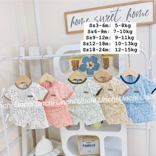 Bộ cộc unchi peptit tăm tre họa tiết mềm mát cho bé