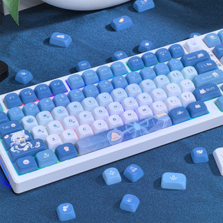 Furina Meow Genshin Impact Original Keycap MOA Profile Bàn phím cơ thăng hoa năm mặt Cross Axis Keycaps Wanderer Xiao Cute Cat Paw Cartoon Genshin Creative 130 + Keycap