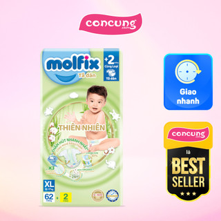 Bỉm tã dán Molfix thiên nhiên size XL 12-17kg 62 miếng
