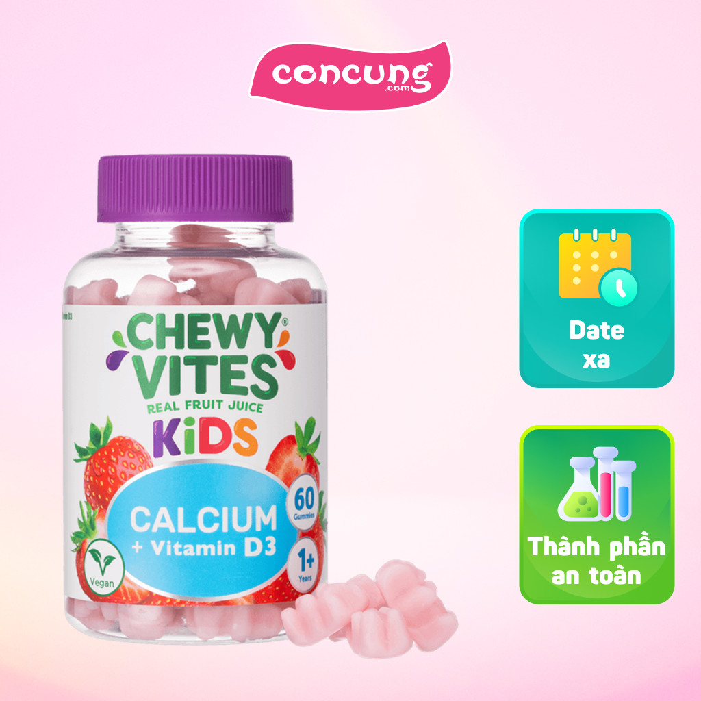 Thực phẩm bổ sung CHEWY VITES KIDS CALCIUM + VITAMIN D3