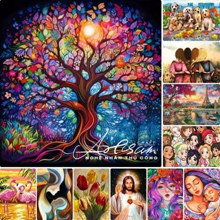  Tranh đính đá Đồ thủ công DIY, quà tặng cho người yêu và bạn bè,30x40cm,cây thần kỳ