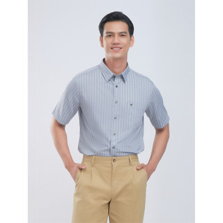 Sơmi ngắn tay lai bầu VIETTIEN vải sợ hoa hồng phom regular - 1S1197NR1/SBEZ