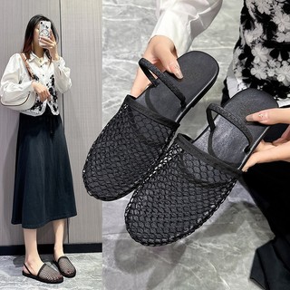 Dép Ren 2024 Đi Biển Baotou Mùa Hè Nữ Dép Dép Có Ảnh Hưởng Gợi Cảm Nửa Dép Phong Cách Mới Thời Trang Đế Bằng