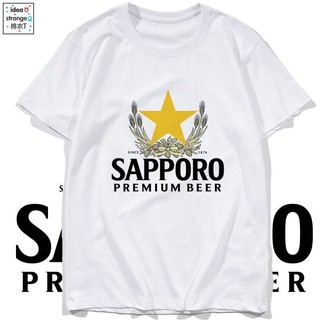 Áo thun bia Sapporo bia Nhật Bản Retro Nam Nữ Đáy Áo Sơ Mi Cotton Nguyên Chất Size Lớn Rời Tay Ngắn