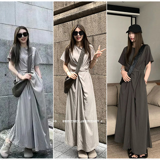 Liasynn Hàng có sẵn ~ Mây khói xanh ~ Thiết kế dây đeo chéo eo hẹp thon gọn hơn Váy thường ngày Quần chéo Dây đeo chéo Váy dài phù hợp