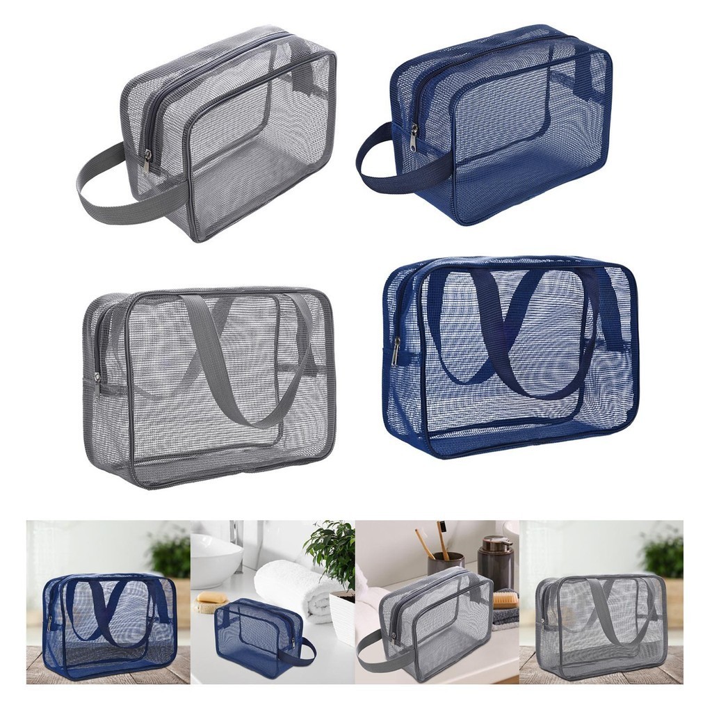 Baosity Di Động Lưới Vệ Sinh Túi Dây Kéo Túi Chải Lông Dung Tích Lớn Trong Suốt Túi Cạo Râu Cho Bé Gái Nam Nữ Guys