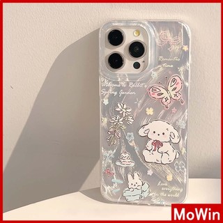 Mowin - Dành cho iPhone 11 15 Pro Max iPhone Case Silver Feather Luxury Holographic Laser Clear Case Soft TPU bướm và thỏ Tương thích với iPhone 14 13 Pro max 12 Pro Max 11 XR