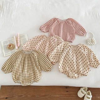 Quần Áo Bé Gái Bé Gái Dễ Thương Cổ Tròn Tam Giác Áo Liền Quần Cotton Nguyên Chất Trẻ Em Dài Tay Romper Romper Romper