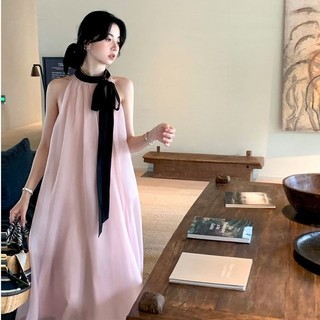 Daxingzhe Phong Cách Mới Rời Dây Cổ Phối Ren Nơ Nhẹ Nhàng Váy Nữ Đi Biển Kỳ Nghỉ