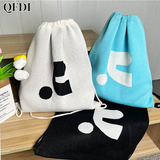Ba lô dây rút Logo dệt kim Jacquard chữ mới QFDI
