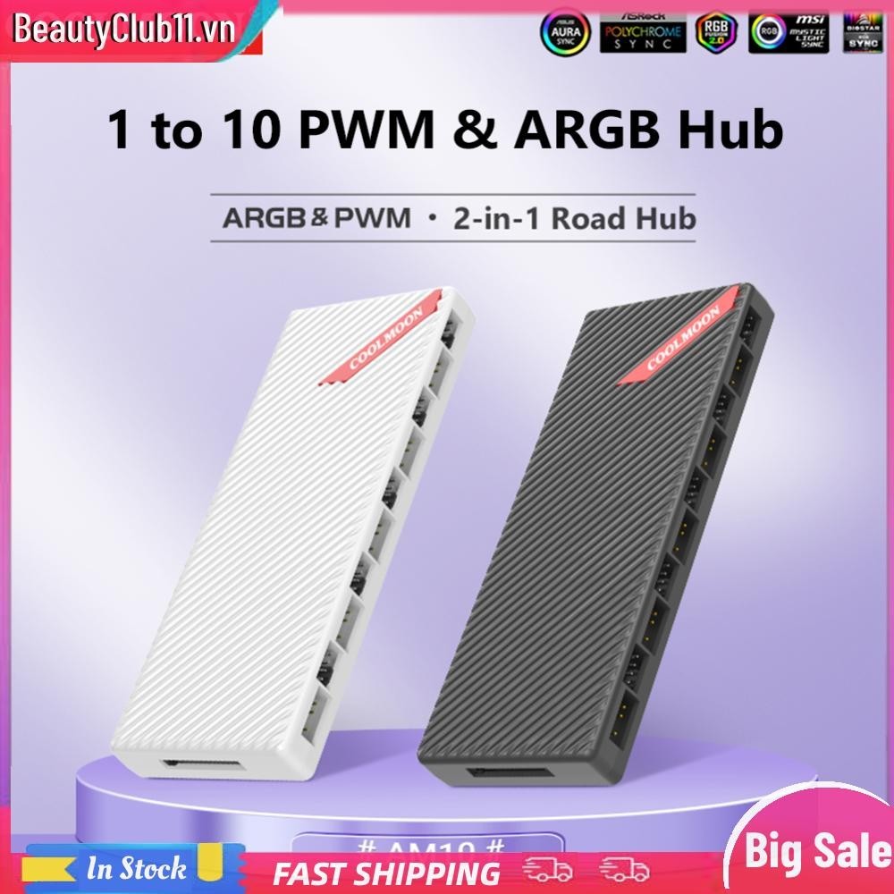 1 Đến 10 Bộ chia Hub PWM & ARGB SATA Powered 4Pin PWM 3Pin ARGB Hub cho quạt ốp lưng
