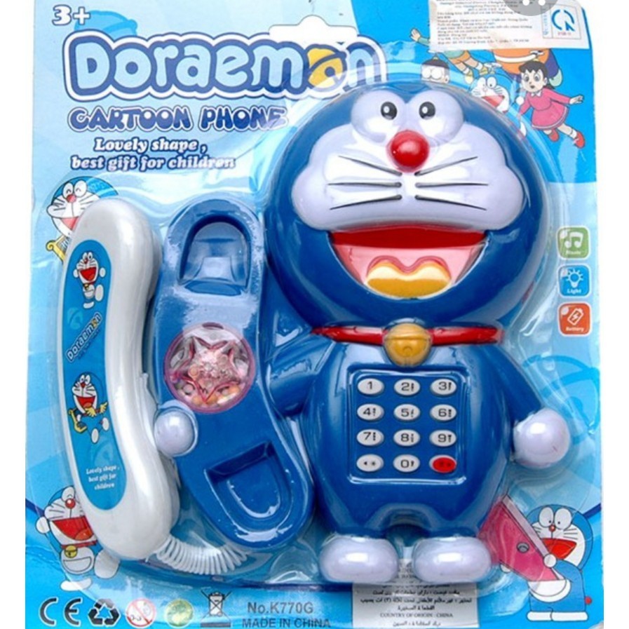 Đồ chơi điện thoại bàn Doraemon, Pikachu size lớn dùng pin có nhạc
