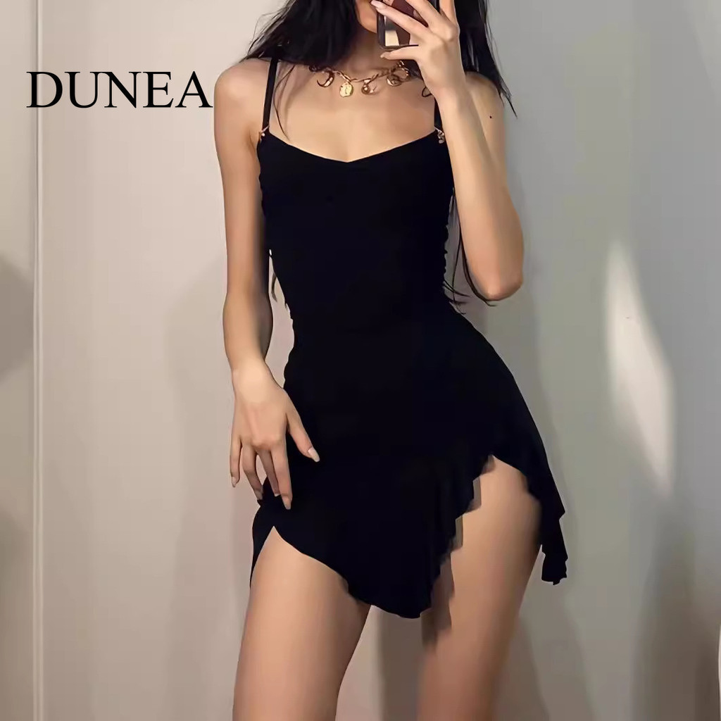 Đầm nữ DUNEA Váy đen cổ điển kiểu Mỹ