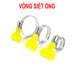 Vòng siết ống inox mạ kẽm - cổ dê có núm vặn màu vàng nhiều kích thước