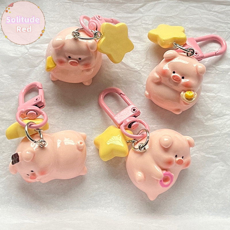 Cô Đơn Ba Chiều Lợn Hồng Móc Khóa Mặt Dây Chuyền Động Vật Dễ Thương Khóa Ngôi Sao Móc Khóa Dễ Thương Chú Heo Nhỏ Mẫu Chìa Khóa Trẻ Em Quà Tặng VN