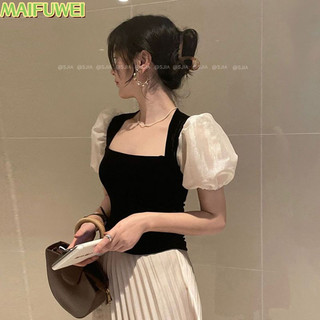 Áo Nhung Ngắn Tay Cổ Vuông Thời Trang Xinh Xắn Cho Nữ